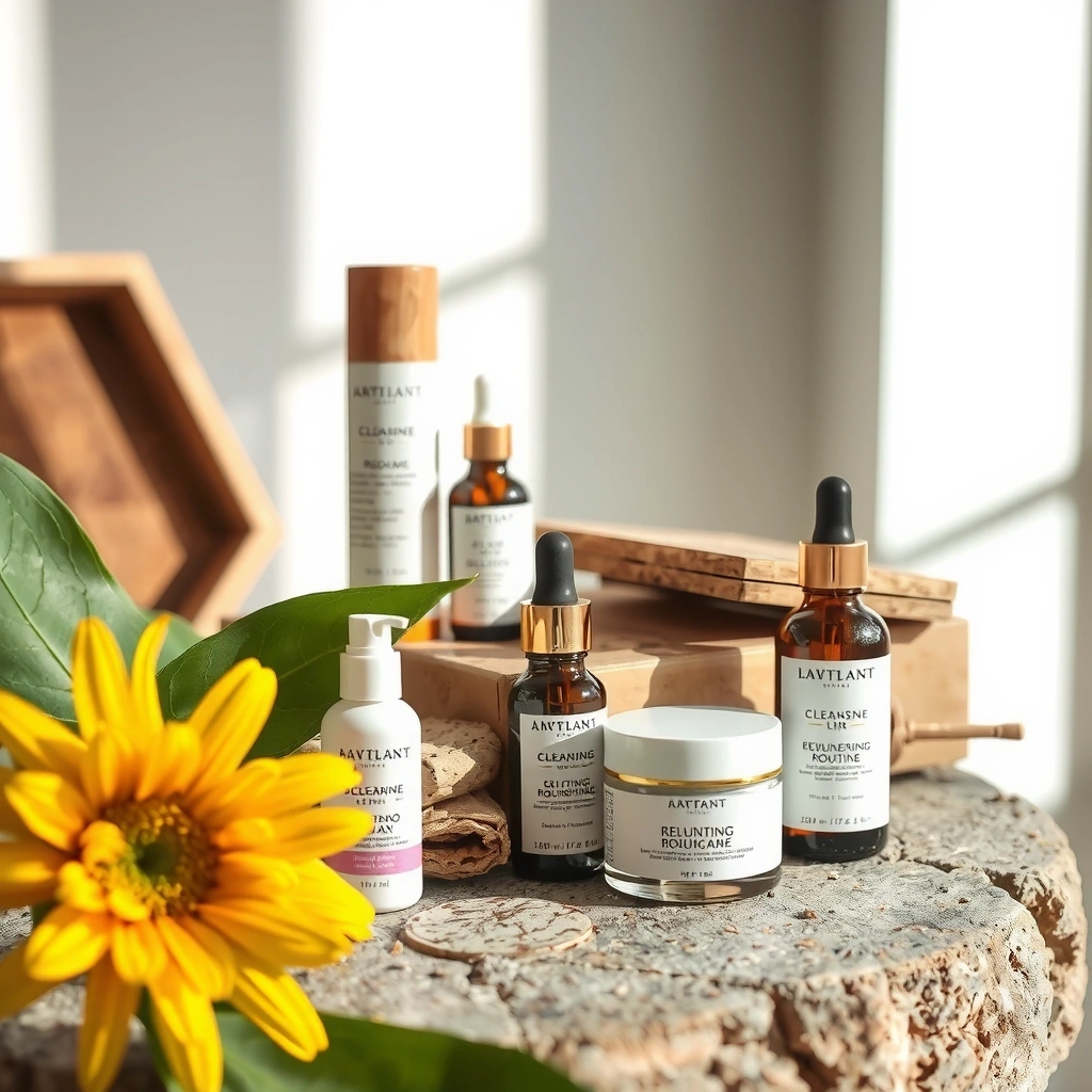 Complete rejuvenating skincare routine with various products